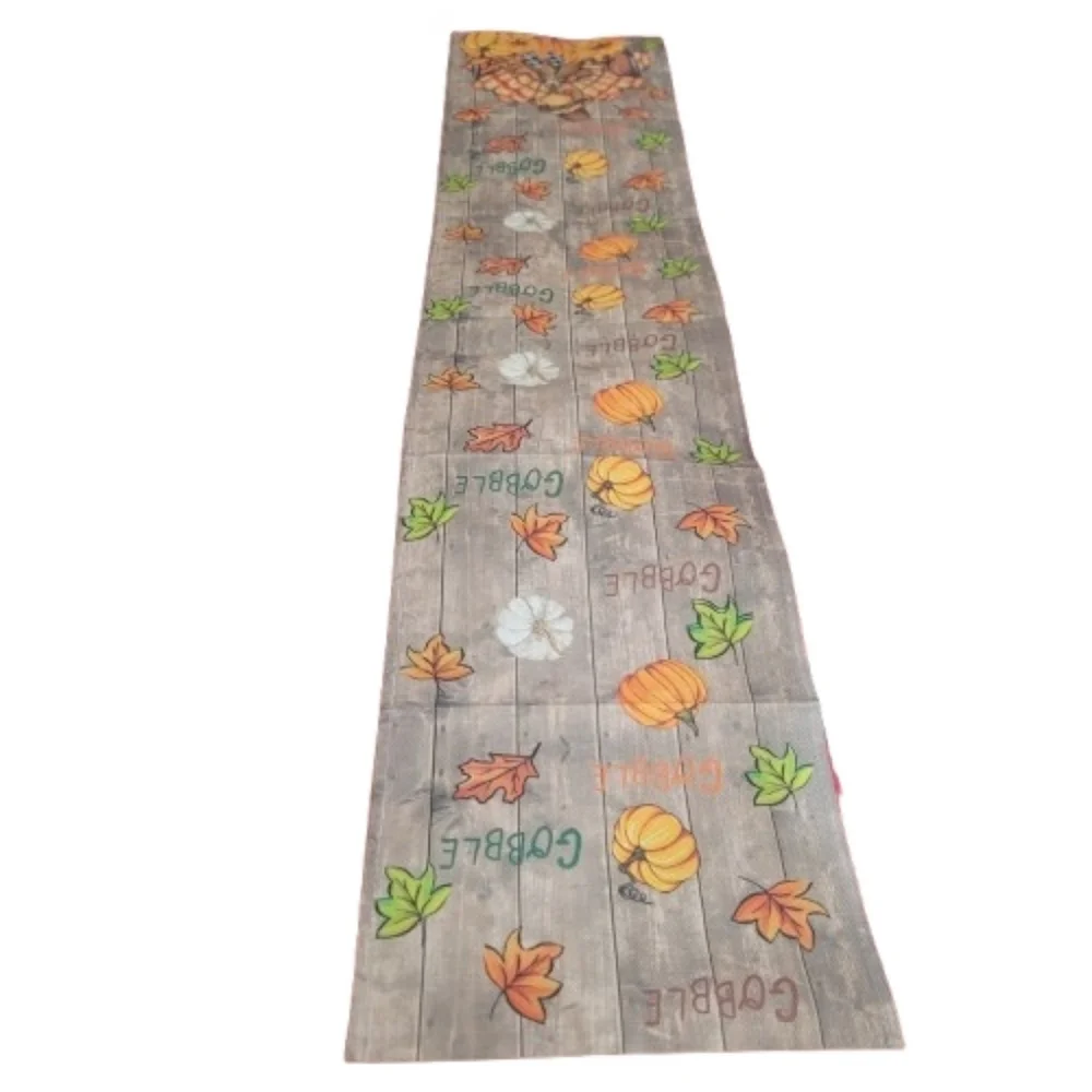Thanksgiving Turkey Table Runner 120 X 12.75 GOBBLE GOBBLE